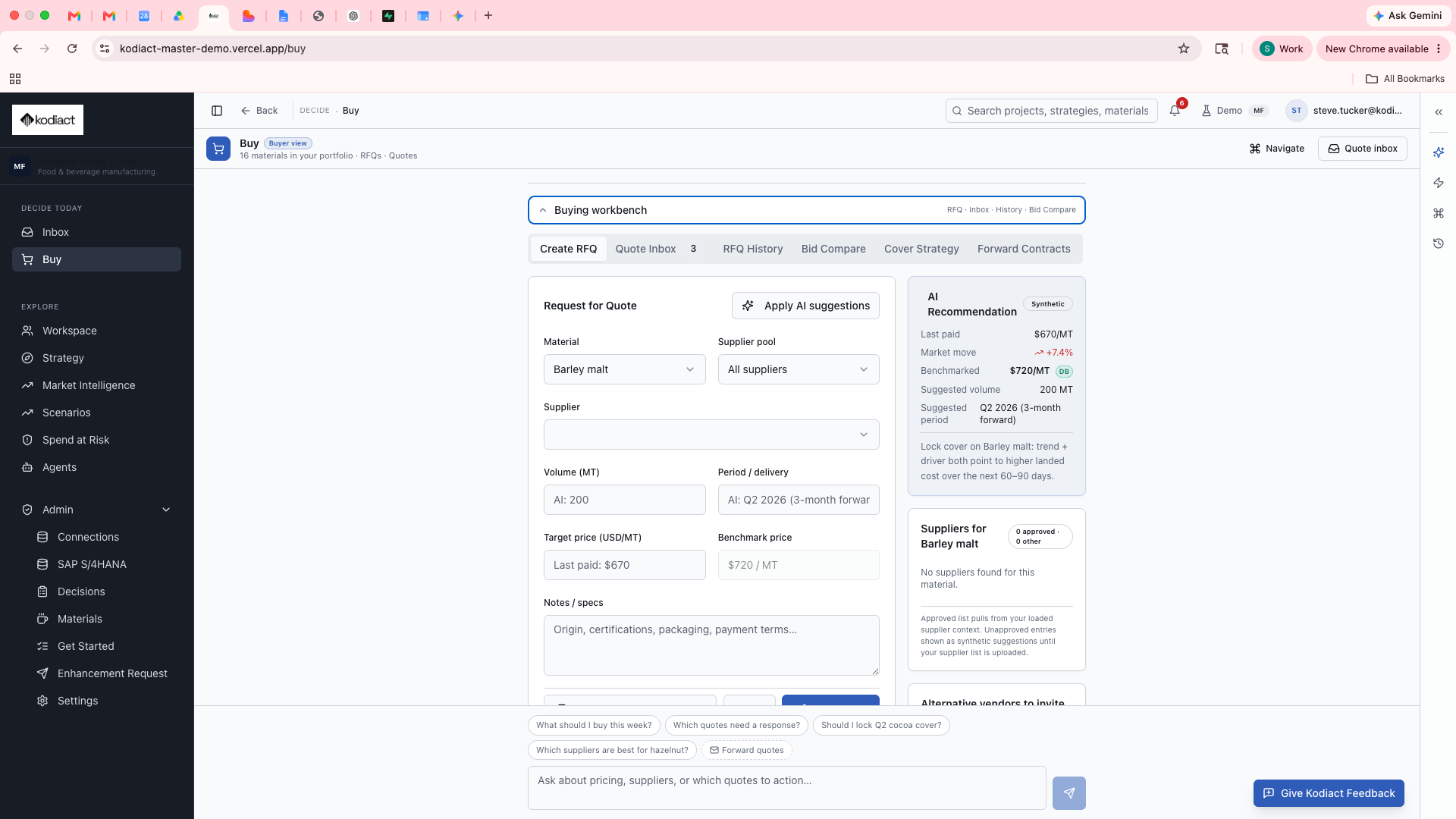 From signal to RFQ in a single screen.